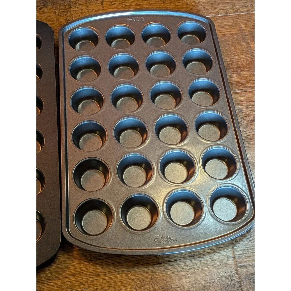Wilton 24 Cup Mini Muffin Pan Nonstick 24 Cavity Bite Size Cupcake Tray Lot Of 2